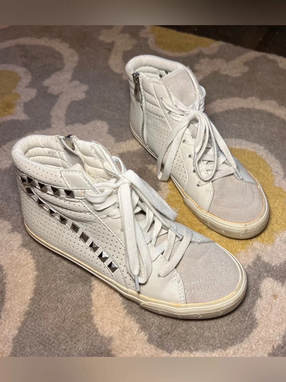 Steve Madden White High-Top Studded Sneakers